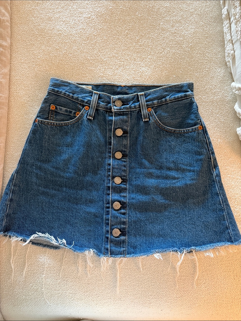 Levi's Dark Blue Button-Front Denim Mini Skirt